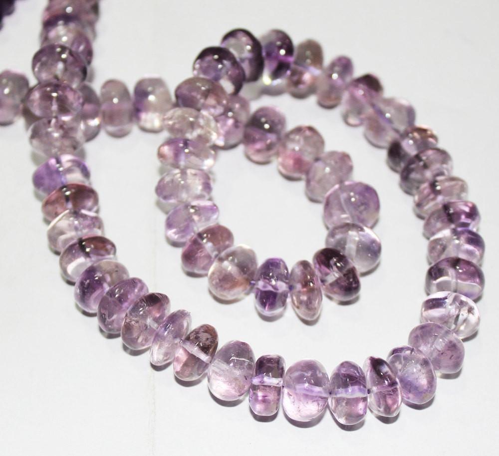 Pink Amethyst Smooth Polished Rondelle Large SIze Beads Strand 15" 10mm - Jalvi & Co.