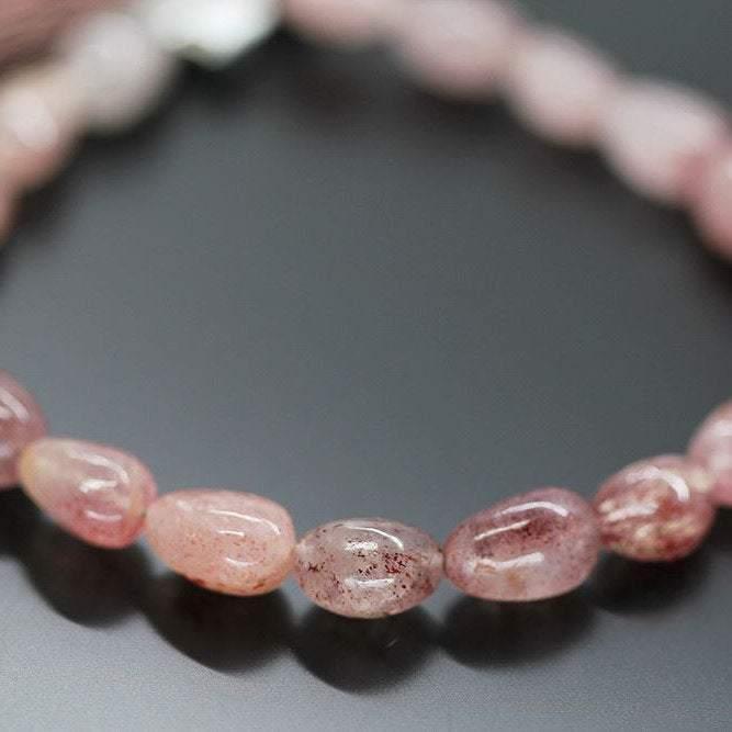 Pink Fruit Strawberry Quartz Smooth Tumble Loose Gemstone Beads 11mm 12mm 4" - Jalvi & Co.