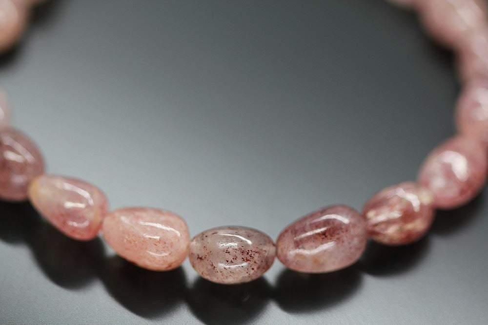 Pink Fruit Strawberry Quartz Smooth Tumble Loose Gemstone Beads 11mm 12mm 4" - Jalvi & Co.