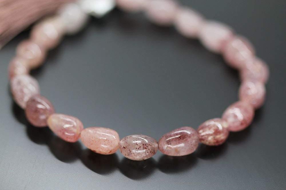 Pink Fruit Strawberry Quartz Smooth Tumble Loose Gemstone Beads 11mm 12mm 4" - Jalvi & Co.