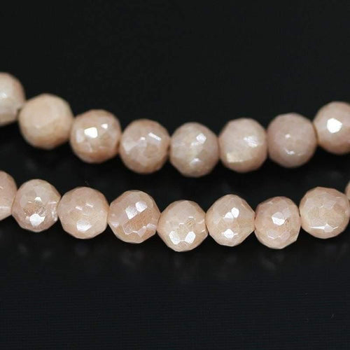 Pink Mystic Moonstone Faceted Ball Round Loose Gemstone Beads Strand 5mm 4