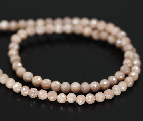 Pink Mystic Moonstone Faceted Ball Round Loose Gemstone Beads Strand 5mm 4