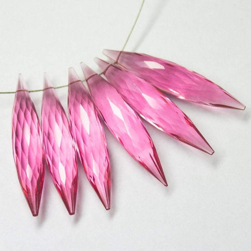 Pink Quartz Faceted Marquise Beads 30x6mm 6pc - Jalvi & Co.