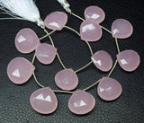 Pink Rose Chalcedony Heart Drops Faceted Briolette Beads Strand 18mm 5