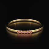 Pink Sapphire Band in 14k Gold / Round Brilliant Sapphire Ring / Gold Band White Diamond Ring / Genuine Sapphire Wedding Band