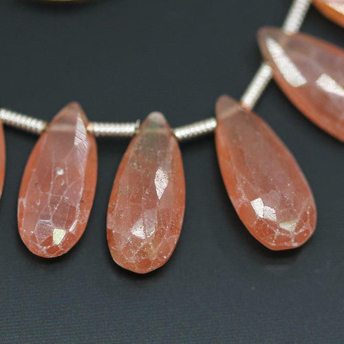 Pink Sapphire Faceted Pear Drop Craft Gemstone Loose Beads Strand 3.5