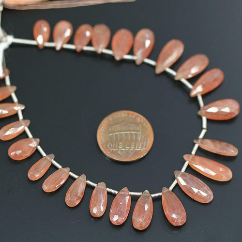 Pink Sapphire Faceted Pear Drop Craft Gemstone Loose Beads Strand 3.5