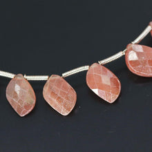 Load image into Gallery viewer, Pink Sapphire Gem Faceted Fancy Briolette Mango Drop Beads Strand 10mm 11mm 4&quot; - Jalvi &amp; Co.