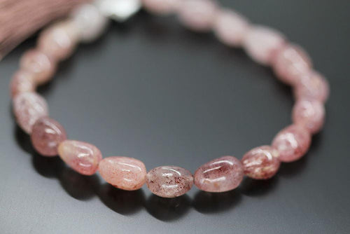 Pink Strawberry Fruit Quartz Smooth Tumble Loose Gemstone Beads 9mm 10mm 4