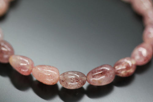 Pink Strawberry Fruit Quartz Smooth Tumble Loose Gemstone Beads 9mm 10mm 4