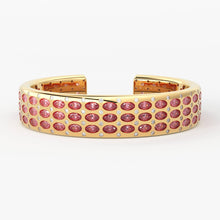 Load image into Gallery viewer, Pink Tourmaline Cuff Bracelet - Diamond Gold Bracelet - Natural Rubellite Tourmaline Bracelet - Gemstone Gold Cuff Bangle - High Jewelry - Jalvi &amp; Co.