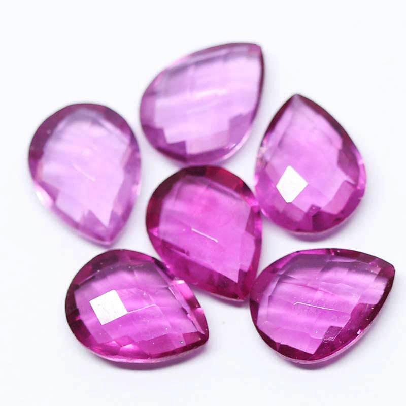 Pink Tourmaline Quartz Faceted Pear Drop Briolette Matching Beads 6pc 12x10mm - Jalvi & Co.