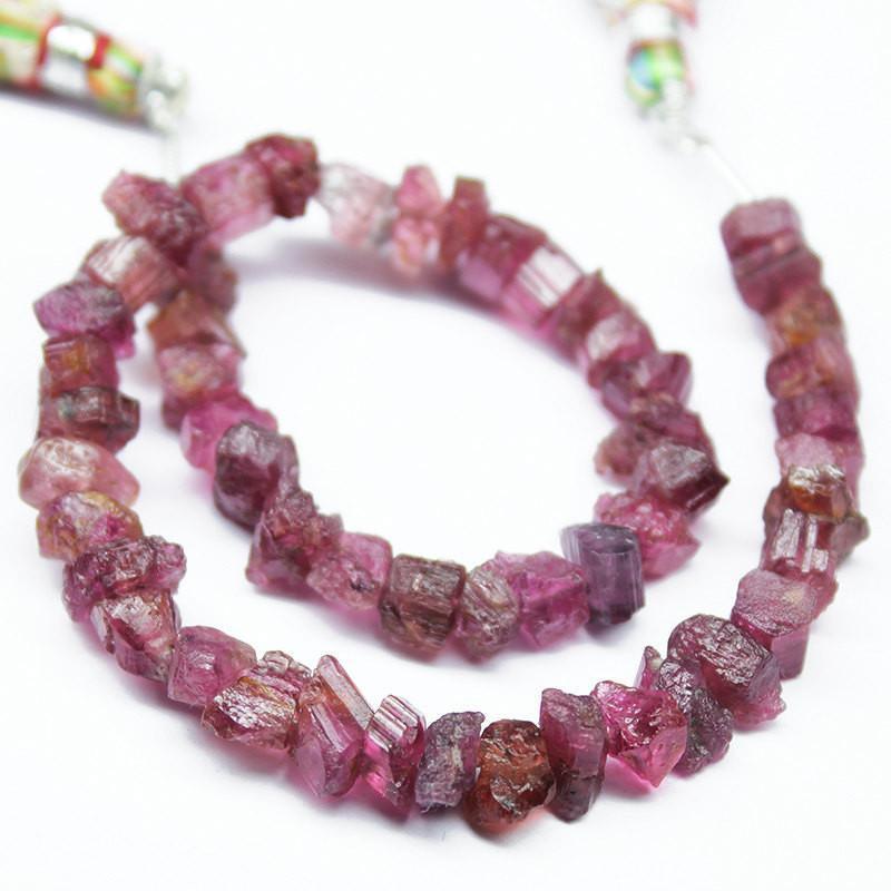 Pink Tourmaline Rough Chips Nugget Tumble Gemstone Bead 8" 4mm 7mm - Jalvi & Co.