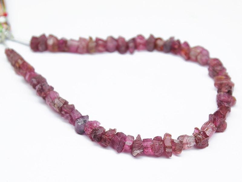 Pink Tourmaline Rough Chips Nugget Tumble Gemstone Bead 8" 4mm 7mm - Jalvi & Co.