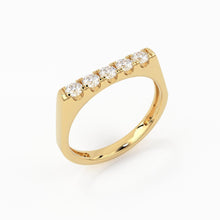 Load image into Gallery viewer, Pinky Ring / 14k Solid Gold Rectangular Diamond Signet Ring / Gold Ring / Chevalier Ring / Women Pinky Ring in Rose Gold and White Gold - Jalvi &amp; Co.