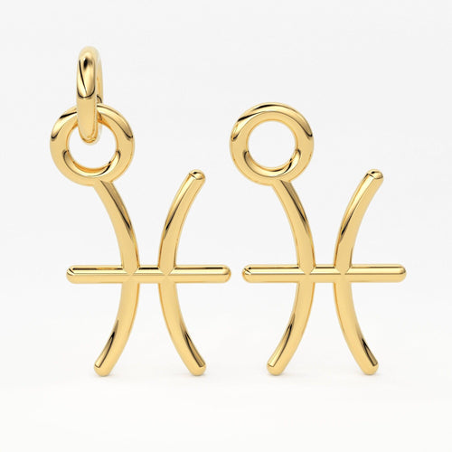 Pisces Zodiac Necklace Star Sign Pendant Astrology Birthday Gift in Solid 14k Gold - Jalvi & Co.