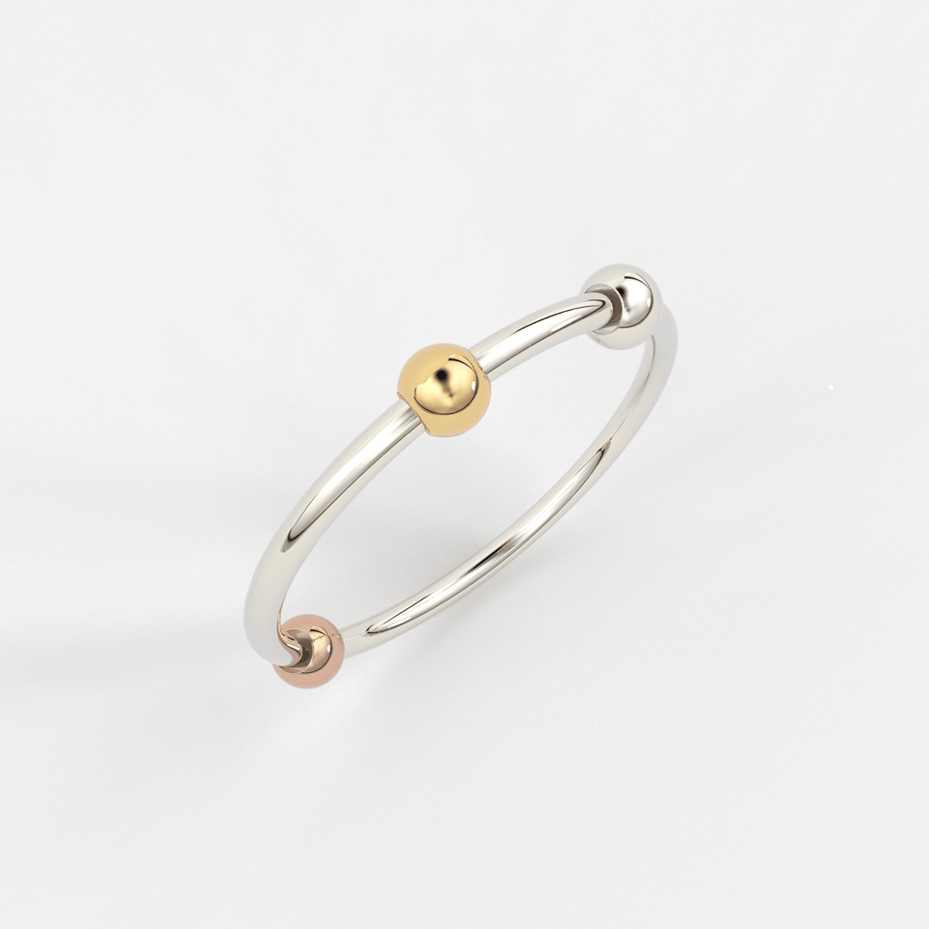 Playful Bead Stacking Ring / 14k Gold Spinning Ring / Anxiety Ring / Dainty Gold Ring / Thin Stacking Ring / Tiny Gold Ring / Abacus Ring - Jalvi & Co.