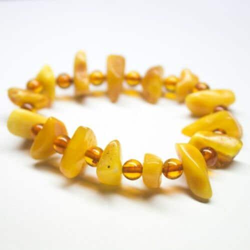 Poland Amber Smooth Round Tumble Nugget Stretchable Bracelet 7