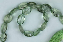 Load image into Gallery viewer, Prasiolite Green Amethyst Checker Cut Oval Loose Gemstone Beads 12mm 14mm 10&quot; - Jalvi &amp; Co.