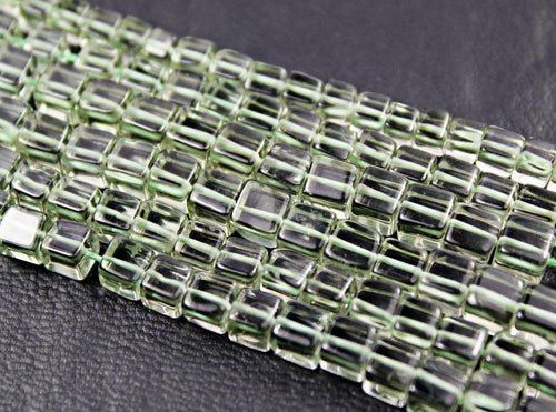 Prasiolite Green Amethyst Prasiolite Cube Smooth Box Gem Bead Strand 15