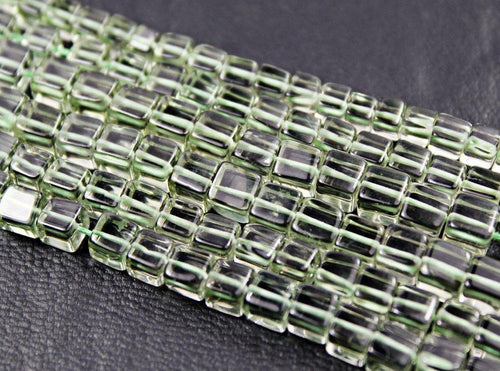 Prasiolite Green Amethyst Prasiolite Gem Cube Smooth Box Bead Strand 16