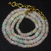 Load image into Gallery viewer, Precious Fire Welo Opal Smooth Rondelle Gold Vermeil Necklace 18&quot; 3mm 5mm - Jalvi &amp; Co.