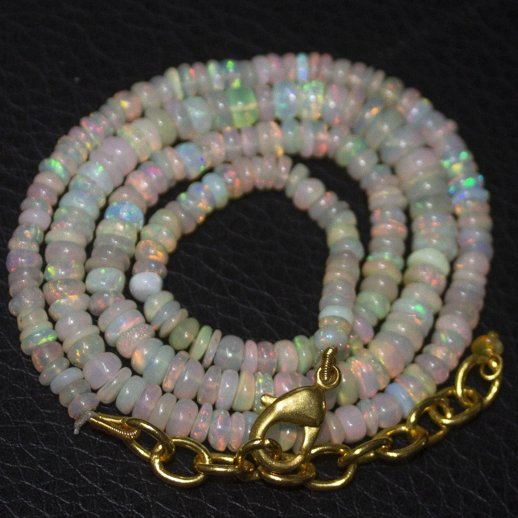 Precious Fire Welo Opal Smooth Rondelle Gold Vermeil Necklace 18" 3mm 5mm - Jalvi & Co.
