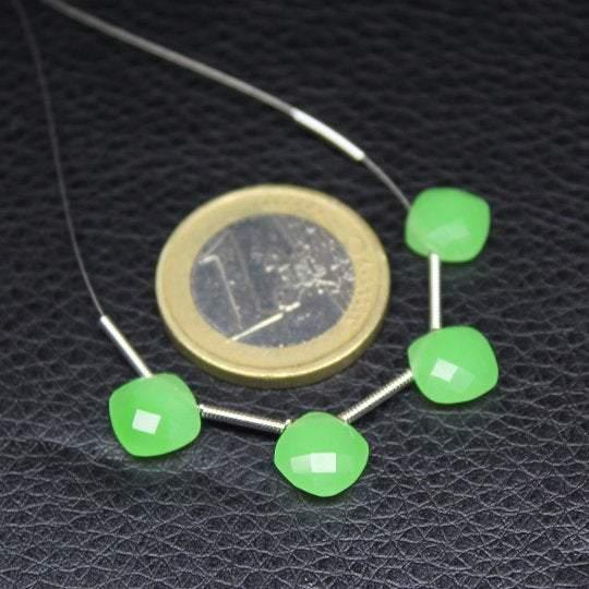 Prehnite Quartz Faceted Cushion Beads 8mm 10pc - Jalvi & Co.