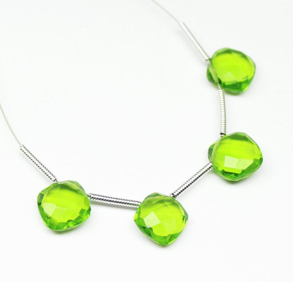 Prehnite Quartz Faceted Cushion Beads 8mm 10pc - Jalvi & Co.