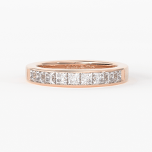 Load image into Gallery viewer, Princess Cut Diamond Band / 2.50MM Thin Channel Set Diamond Ring / Half Eternity Stackable Ring / Diamond Wedding Ring / Minimalist Handmade Ring - Jalvi &amp; Co.