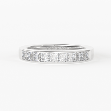 Load image into Gallery viewer, Princess Cut Diamond Band / 2.50MM Thin Channel Set Diamond Ring / Half Eternity Stackable Ring / Diamond Wedding Ring / Minimalist Handmade Ring - Jalvi &amp; Co.