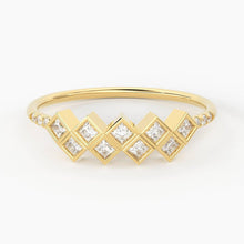 Load image into Gallery viewer, Princess Cut Diamond Bezel Ring / 14k Gold Princess Cut Women&#39;s Wedding Ring Available in Rose Gold White Gold - Jalvi &amp; Co.