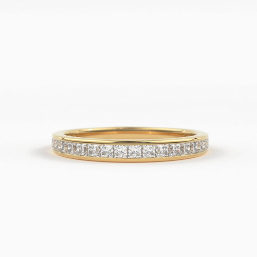 Princess Cut Diamond Half Eternity Ring 2.4mm 0.55 ctw 14k Gold / Channel Setting Wedding Band / Rose Gold White Gold - Jalvi & Co.