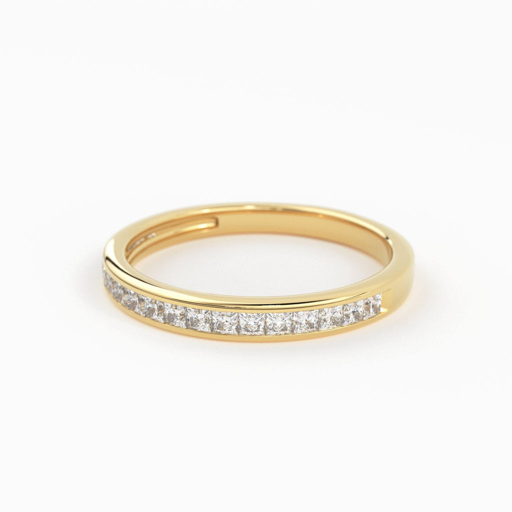 Princess Cut Diamond Half Eternity Ring 2.4mm 0.55 ctw 14k Gold / Channel Setting Wedding Band / Rose Gold White Gold - Jalvi & Co.