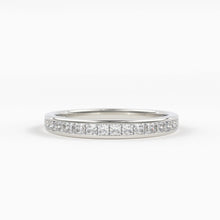 Load image into Gallery viewer, Princess Cut Diamond Half Eternity Ring 2.4mm 0.55 ctw 14k Gold / Channel Setting Wedding Band / Rose Gold White Gold - Jalvi &amp; Co.