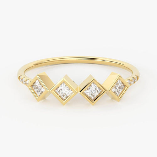 Princess Cut Diamond Ring / 14k Gold Princess Cut Diamond Wedding Ring / Princess Cut Anniversary Band - Jalvi & Co.