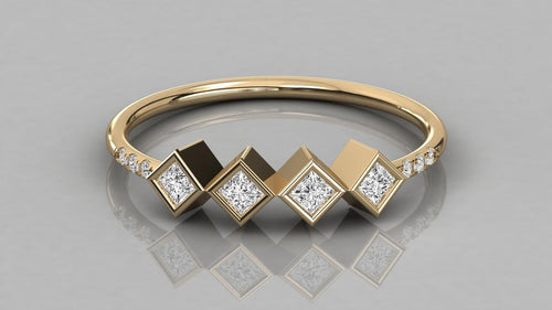 Princess Cut Diamond Ring / 14k Gold Princess Cut Diamond Wedding Ring / Princess Cut Anniversary Band - Jalvi & Co.