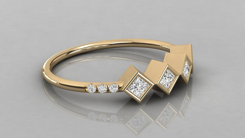Princess Cut Diamond Ring / 14k Gold Princess Cut Diamond Wedding Ring / Princess Cut Anniversary Band - Jalvi & Co.