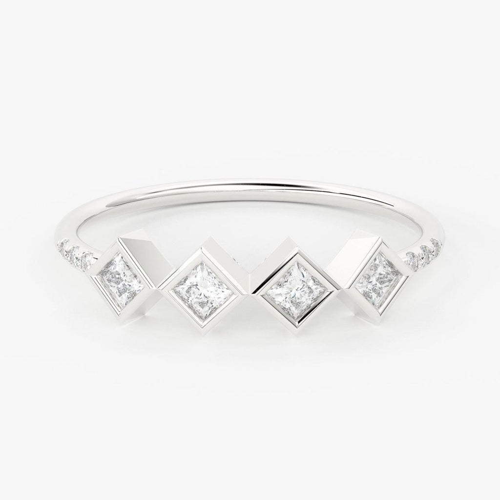 Princess Cut Diamond Ring / 14k Gold Princess Cut Diamond Wedding Ring / Princess Cut Anniversary Band - Jalvi & Co.