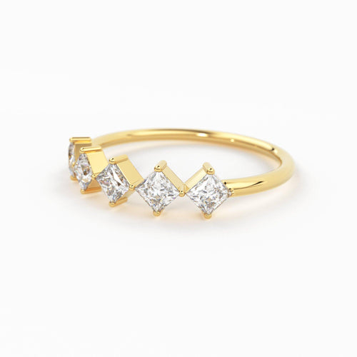 Princess Cut Diamond Ring / 14k Gold Princess Cut Diamond Wedding Ring / Princess Cut Anniversary Band / Square Diamond Eternity Band - Jalvi & Co.