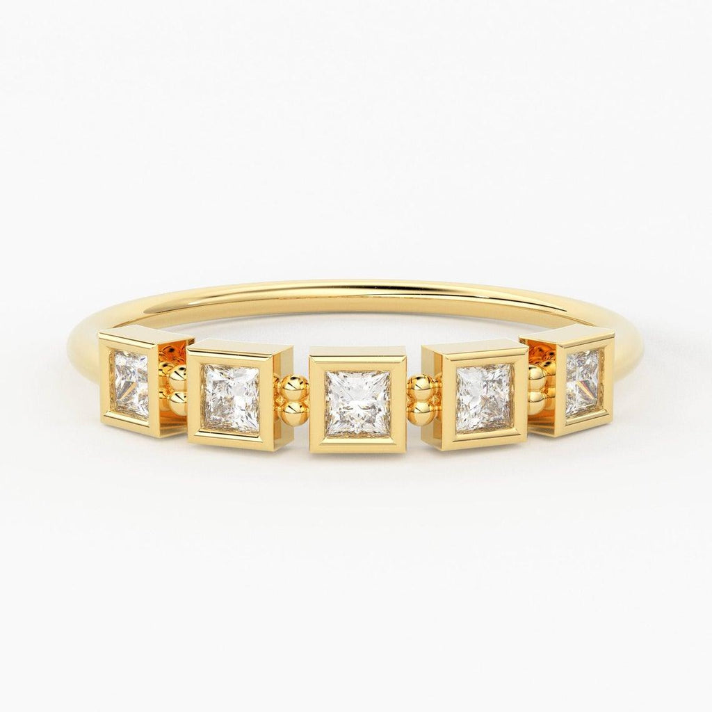 Princess Cut Diamond Wedding Band / 14k Gold Princess Cut Women's Wedding Ring Available in Rose Gold White Gold - Jalvi & Co.