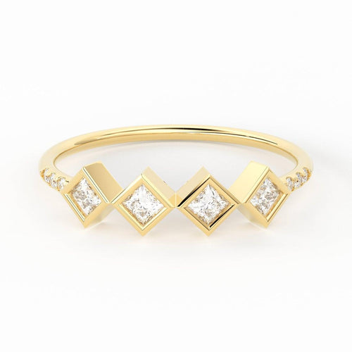 Princess Cut Diamond Wedding Band / 14k Gold Princess Cut Women's Wedding Ring Available in Rose Gold White Gold - Jalvi & Co.