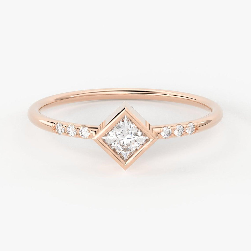 Princess Cut Diamond Wedding Band / 14k Gold Princess Cut Women's Wedding Ring Available in Rose Gold White Gold - Jalvi & Co.