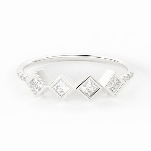 Princess Cut Diamond Wedding Band / 14k Gold Princess Cut Women's Wedding Ring Available in Rose Gold White Gold - Jalvi & Co.