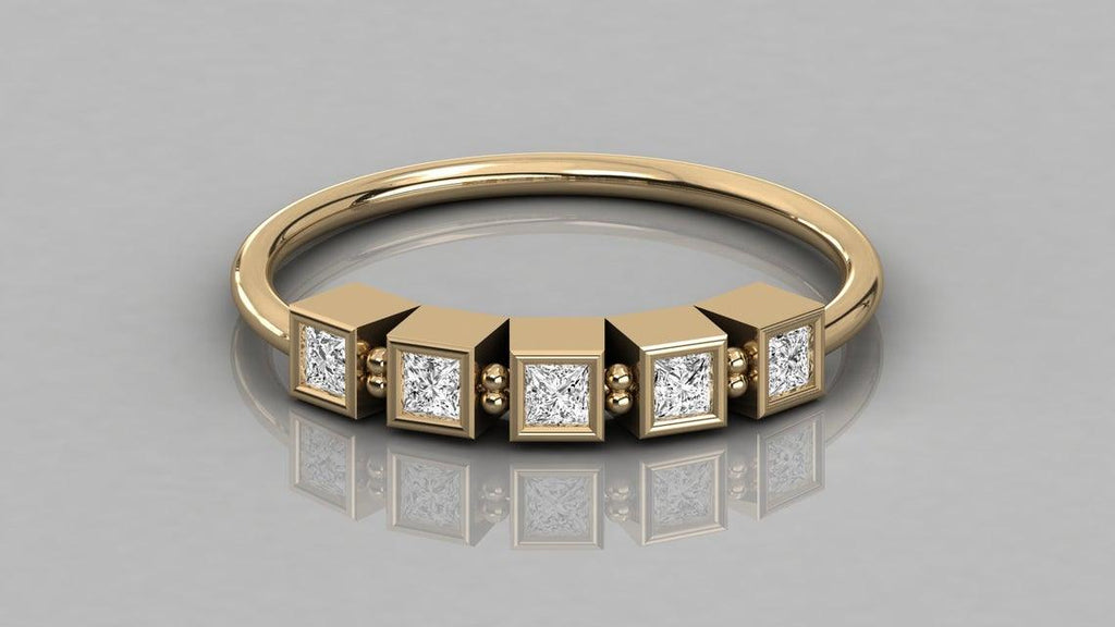 Princess Cut Diamond Wedding Band / 14k Gold Princess Cut Women's Wedding Ring Available in Rose Gold White Gold - Jalvi & Co.