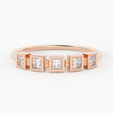 Load image into Gallery viewer, Princess Cut Diamond Wedding Band / 14k Gold Princess Cut Women&#39;s Wedding Ring Available in Rose Gold White Gold - Jalvi &amp; Co.