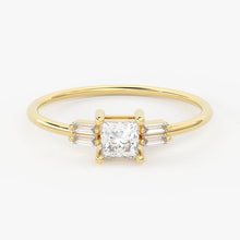 Load image into Gallery viewer, Princess Diamond Band in 14k Gold / Baguette Diamond Ring / Gold Band White Diamond Ring / Genuine Diamond Wedding Band - Jalvi &amp; Co.
