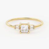 Princess Diamond Band in 14k Gold / Baguette Diamond Ring / Gold Band White Diamond Ring / Genuine Diamond Wedding Band