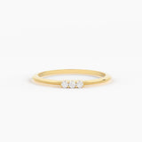 Promise Ring / 14k 3 Stone Diamond Ring / Minimalist Diamond Ring / Dainty Minimal Diamond Ring / Thin Gold Diamond Stacking Ring / Gift