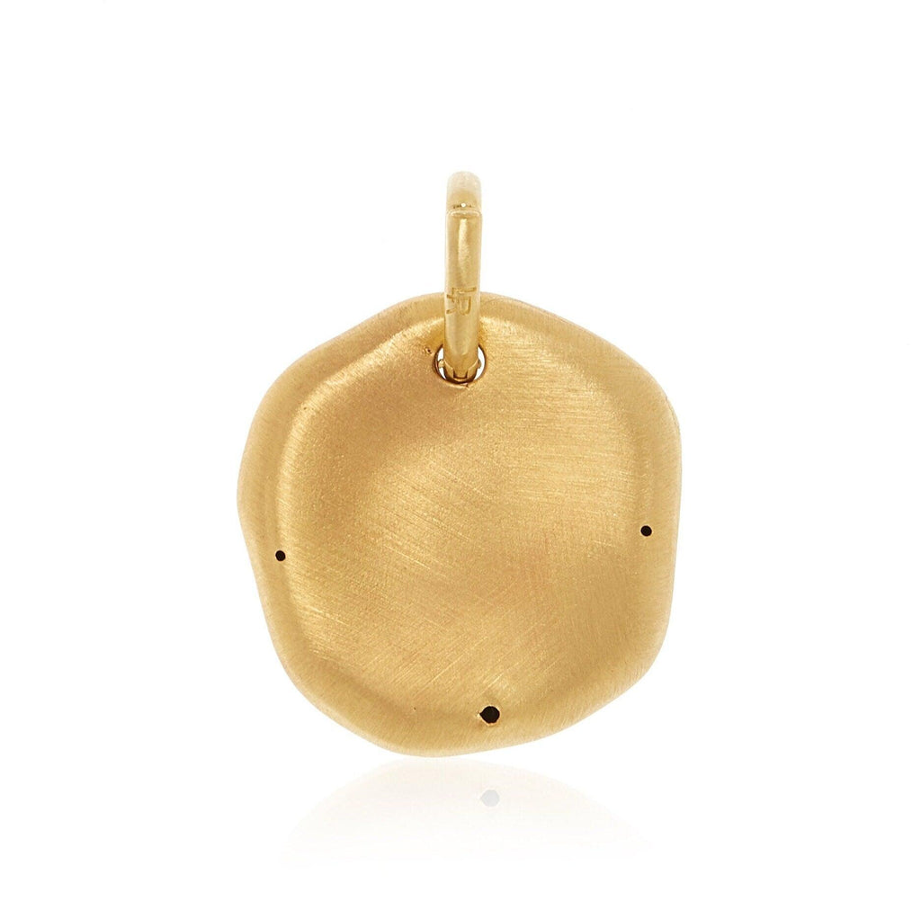 Puff Medal 14k Solid Gold Hollow Charm Pendant / 18k Solid Gold Pendant / Puff Fluid Textured Scrached Pendant - Jalvi & Co.